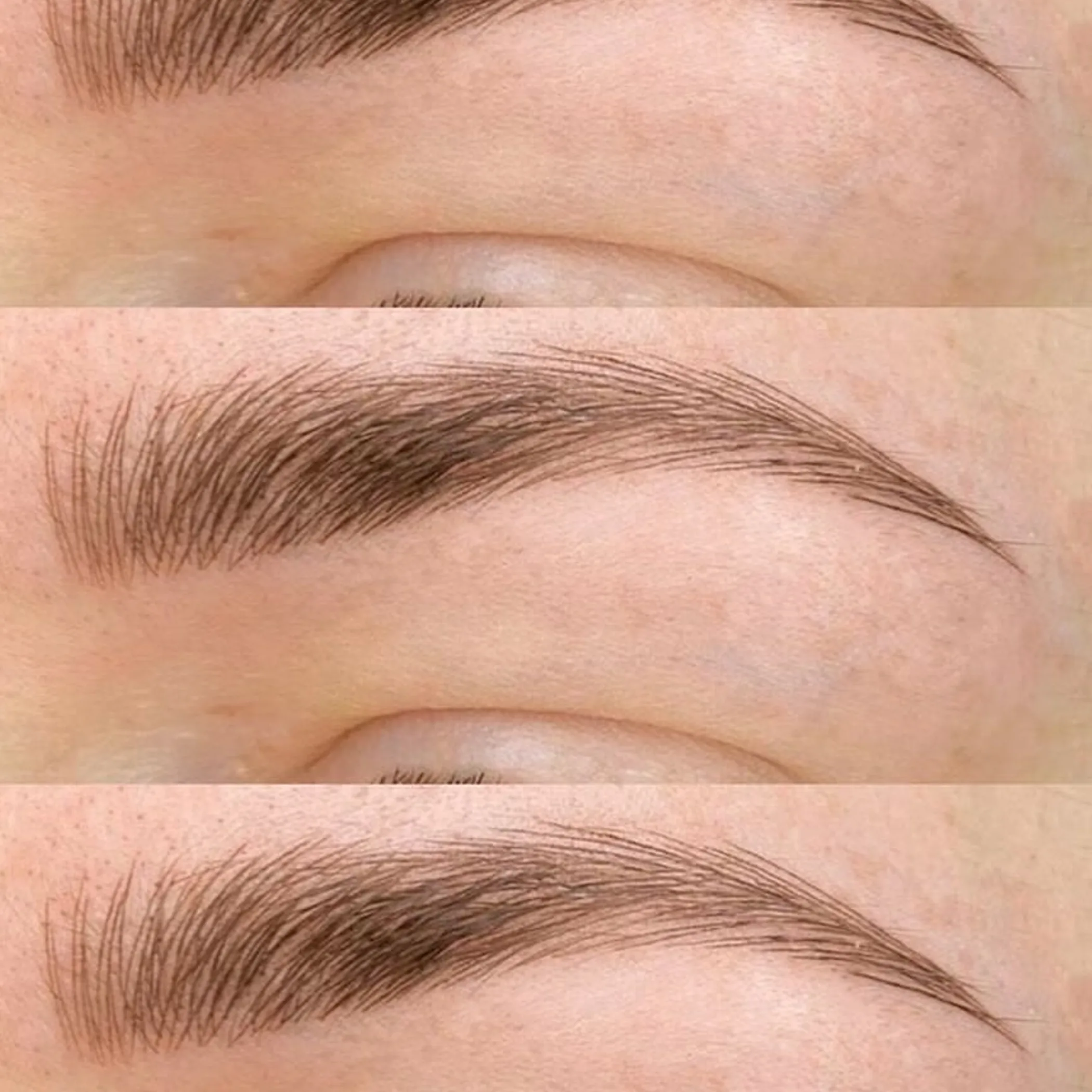 close-up of microbladed eyebrows
